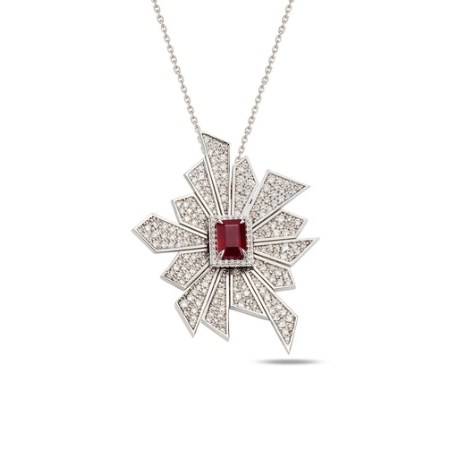 [WG.AL12R01WK] White Gold Alis Crush Maxi Pendant with Ruby