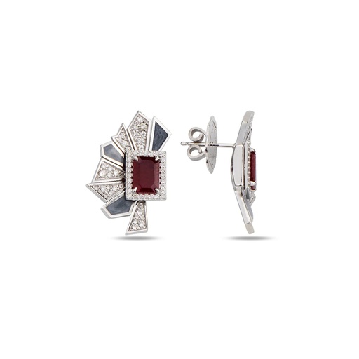 [WG.AL15HR01WC] White Gold Alis Crush Mini Earrings with Rhodium Enamel