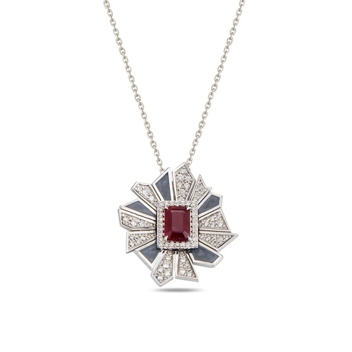 [WG.AL16HR01WY] White Gold Alis Crush Mini Pendant with Rhodium Enamel
