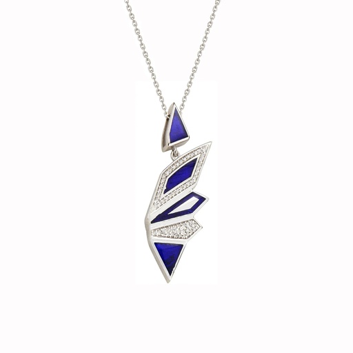 [WG.AL04P01WK] White Gold Alis Pendant with Parliament Blue Enamel