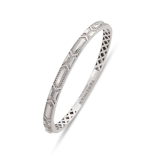 [WG.SL13X01WB-S] White Gold Colorless Shield Slim Bracelet White Gold