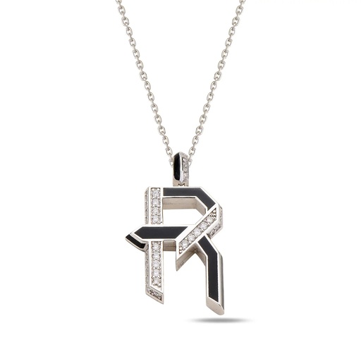 [WG.FLOWLP-R] White Gold Flow Letter Pendant - "R"