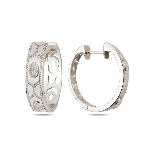 [WG.SL1101WC] White Gold Shield Colorless Maxi Hoops White Gold