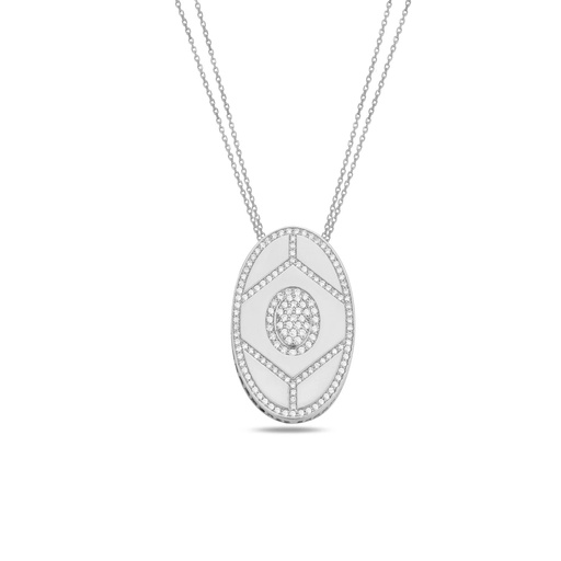 [WG.SL05X01WK] White Gold Shield Colorless Pendant - White Gold