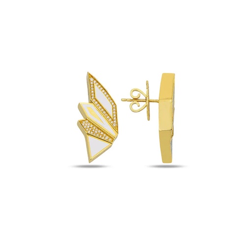 [YG.ALMN02W01RC] Yellow Gold Alis Mini Earrings with White Enamel