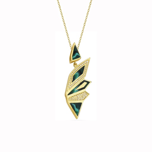 [YG.AL04M01GK] Yellow Gold Alis Pendant with Green Mother of Pearl Enamel