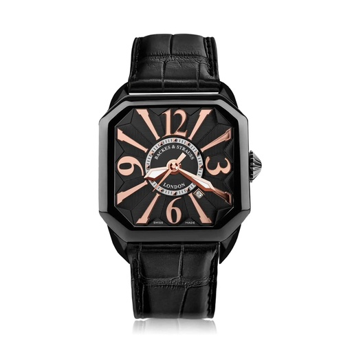 [BY40MABK.STEEL.BRA] Berkeley Black Steel Watch Black Dial With Rose Arabic Markers