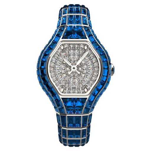 [WAWG2630-0150] City Glamour Blue Sapphire White Gold Watch