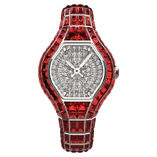 [WAWG2630-0120] City Glamour Ruby White Gold Watch