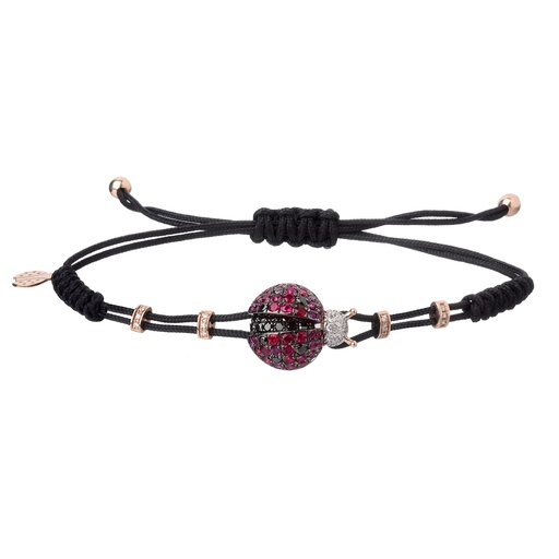 [B105RU.M#510] Rose Gold Ladybird  Ruby & Diamond Bracelet - Medium