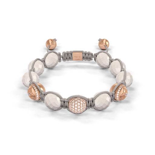 [D238014] Shamballa Jewels Rose Gold Diamond & Moonstone 10mm Braided Bead Bracelet