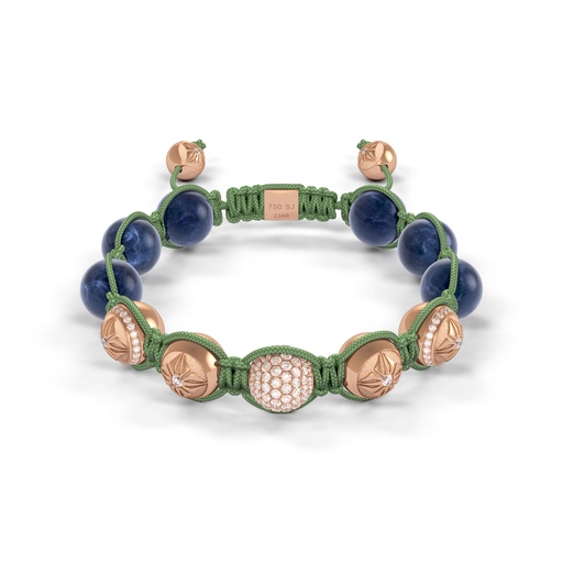 [D238016] Shamballa Jewels Rose Gold Diamond & Sapphire 10mm Braided Bead Bracelet