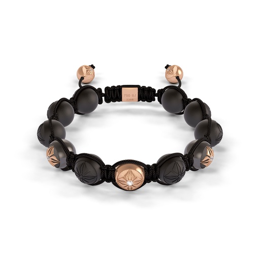 [D238018] Shamballa Jewels Rose & Black Gold Diamond 10mm Braided Bead Bracelet