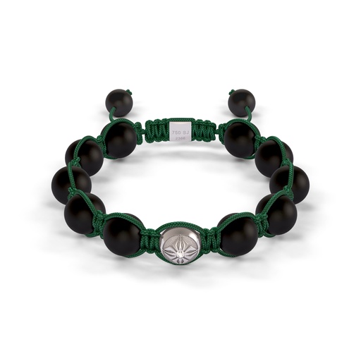 [D238019] Shamballa Jewels White Gold Diamond 10mm Braided Bead Bracelet