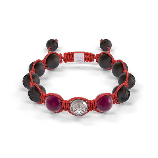 [D238023] Shamballa Jewels White Gold Diamond & Ruby 10mm Braided Bead Bracelet
