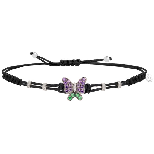 [B627AM#552] White Gold & Amethyst Butterfly Bracelet