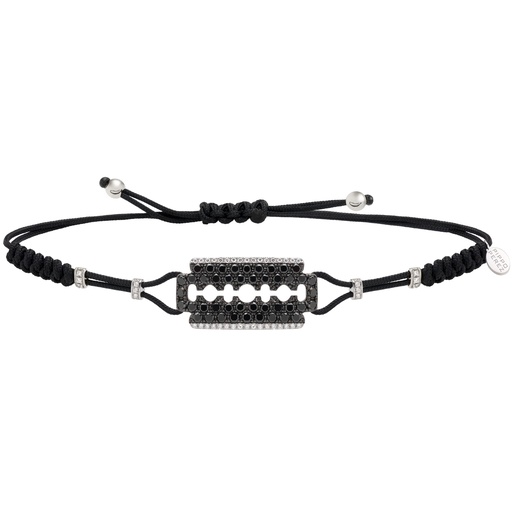 [B605BDN#553] White Gold & Black Diamonds Blade Bracelet