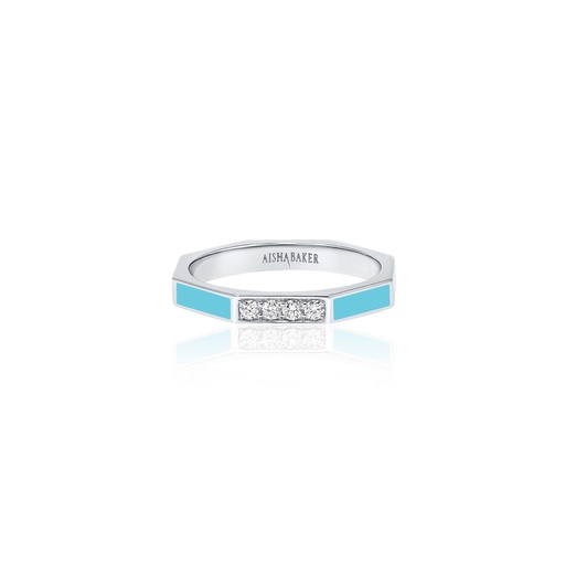 [OC015] Fingers Crossed Light Blue White Gold Ring