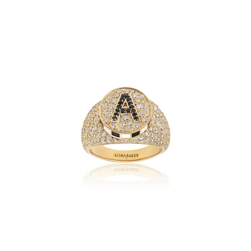 [SD003] Signet Dreams Diamond Yellow Gold Pinky Ring