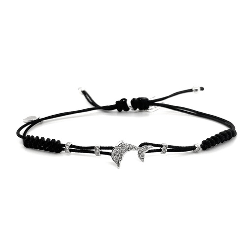 [B188DG.S#559] White Gold & Diamond Small Dolphin Bracelet