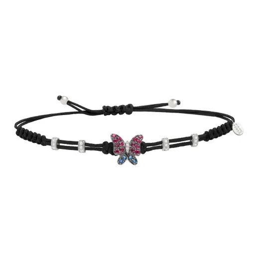 [B627RU#561] White Gold & Rubies Butterfly Bracelet