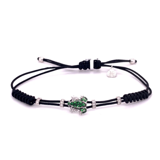 [B104GV.S#577] White Gold Green Garnet Frog Smal Bracelet