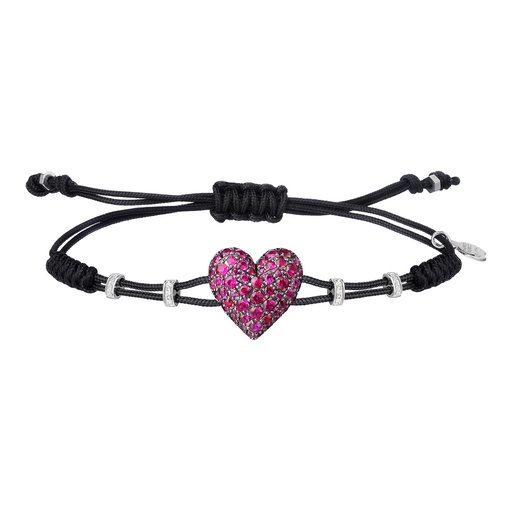 [B968RU.M#579] White Gold Heart Cord Bracelet