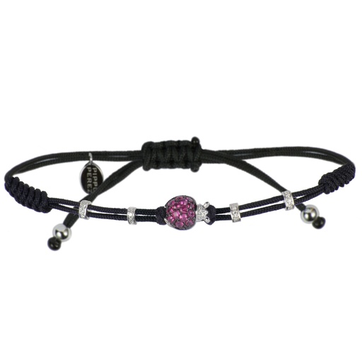 [B171ZR#580] White Gold Ladybird Pink Sapphire Bracelet