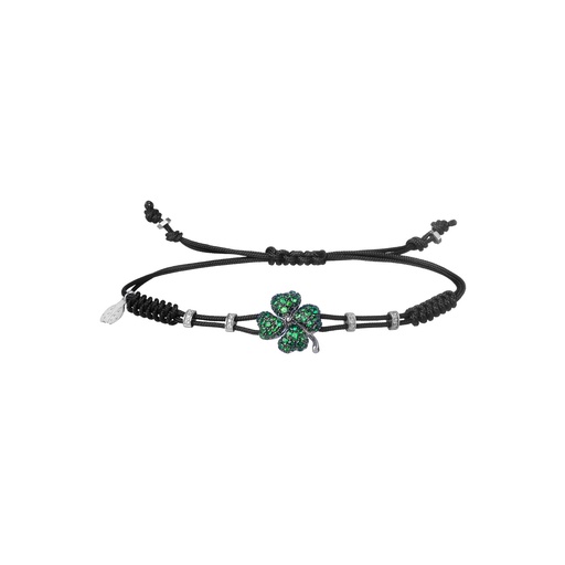 [B824GV.M#583] White Gold Medium Four Leaf Clover Bracelet