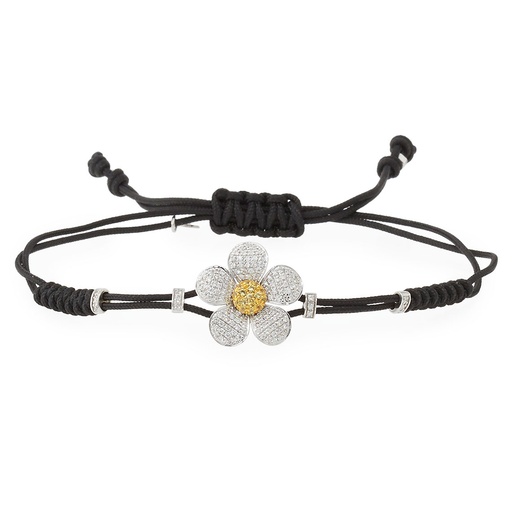 [B770DZG#586] White Gold Pave Daisy Bracelet