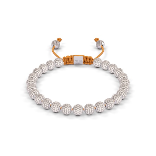 [D238814] Shamballa Jewels White Gold Diamond 6mm Non-Braided Bead Bracelet