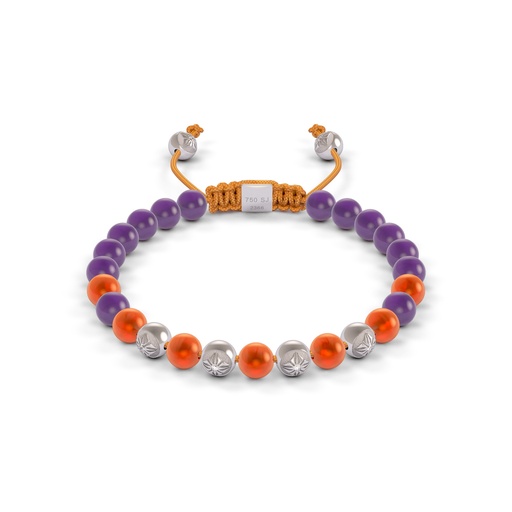 [D238835] Shamballa Jewels 18K White Gold Diamond Amethyst Carnelian 6mm Bead Bracelet