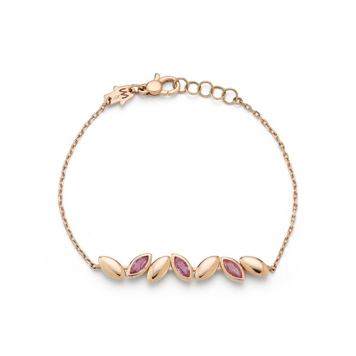 [BNAVC3ZR] Rose Gold Navette Bracelet on a chain Pink Sapphire