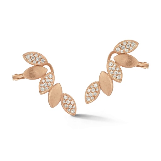 [O5NAV3BR] Rose Gold Five Navette Ear Climbers White Diamond