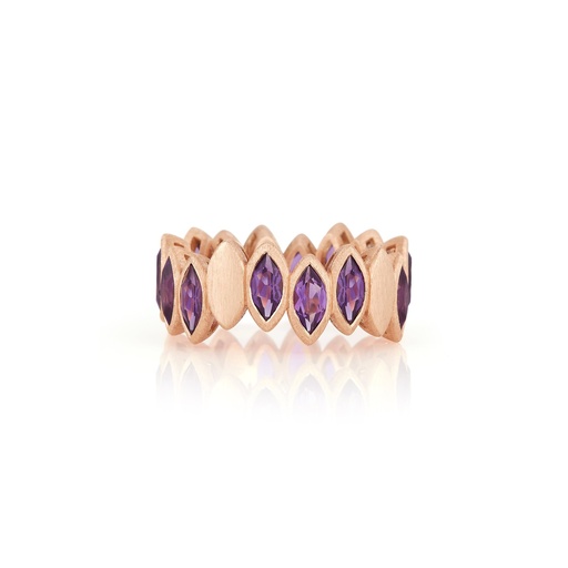 [ANAV3AME] Rose Gold Navette Ring Amethyst