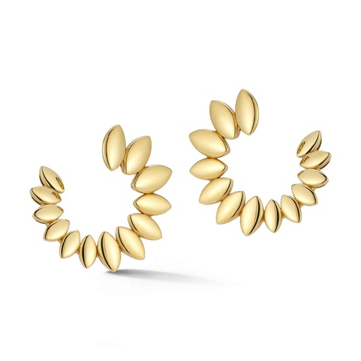 [OCNAV2] Yellow Gold Navette Hoop Earrings
