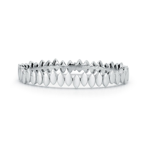 [BNAV1] White Gold Flexible Plain Gold Navette Bangle