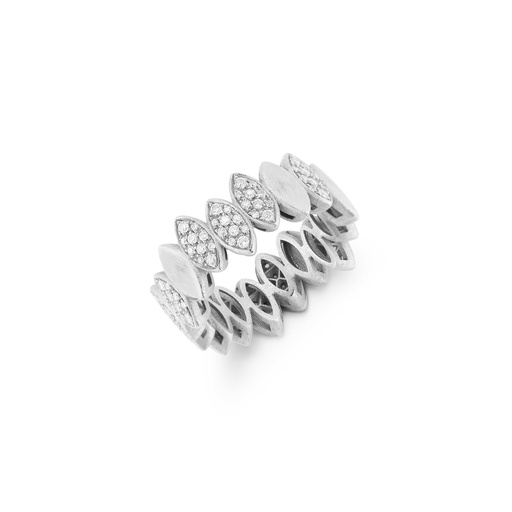 [ANAV1BR] White Gold Navette Ring with White Diamond