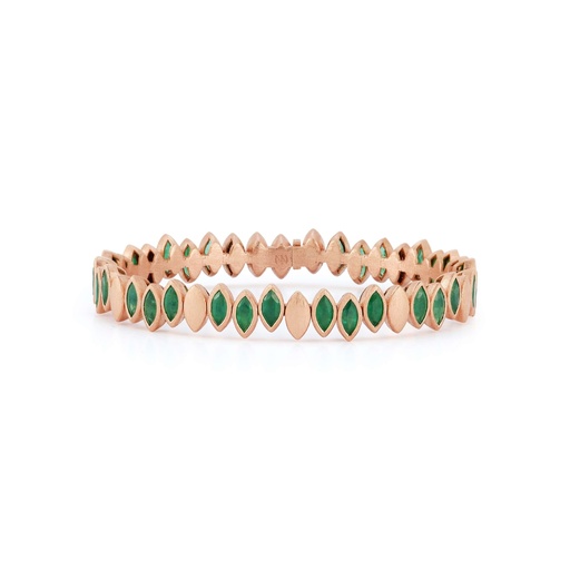 [BNAV3SMSM] Rose Gold Flexible Navette Bangle with Emerald