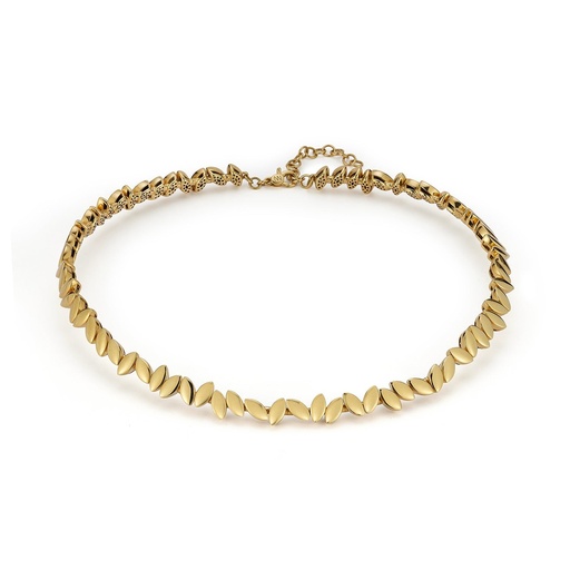 [CCNAV2] Yellow Gold Navette Choker Necklace
