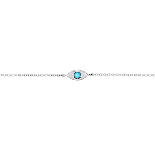 [BB11] White Gold Plane Single Eye Solid Gold Bracelet Turquoise