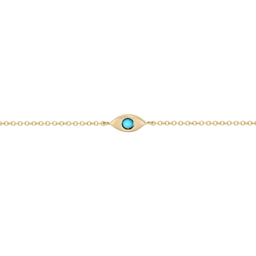 [BB12] Yellow Gold Plane Single Eye Solid Gold Bracelet Turquoise