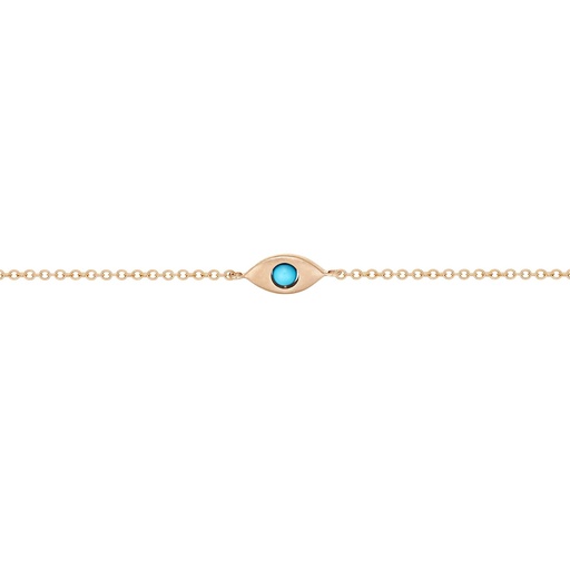 [BB13] Rose Gold Plane Single Eye Solid Gold Bracelet Turquoise