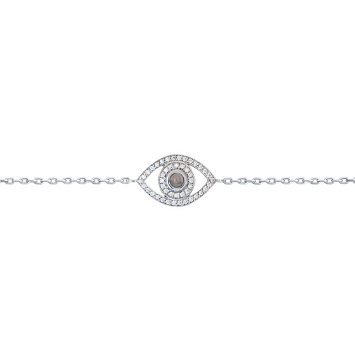 [BME1BR] White Gold Mini Eye Bracelet in White Diamonds single chain