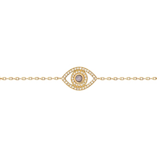 [BME2BR] Yellow Gold Mini Eye Bracelet in White Diamonds single chain