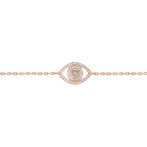 [BME3BR] Rose Gold Mini Eye Bracelet in White Diamonds single chain