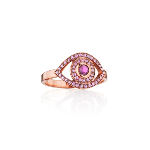 [AME3ZR] Rose Gold Mini Eye Ring Pink Sapphire
