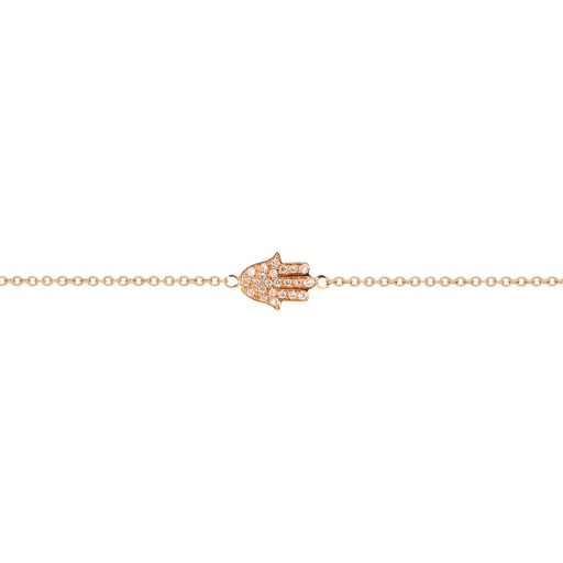 [BM3BR] Rose Gold Hamsa Bracelet on a single chain Small White Diamond