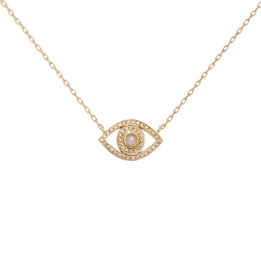 [CME2BR] Yellow Gold Mini Eye Necklace White Diamond