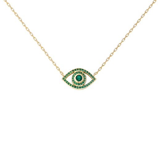 [CME2SME] Yellow Gold Mini Eye Necklace Emerald